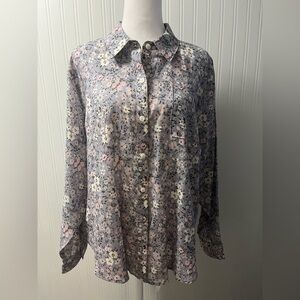 Spartina 449 Pink and Gray Floral Blouse